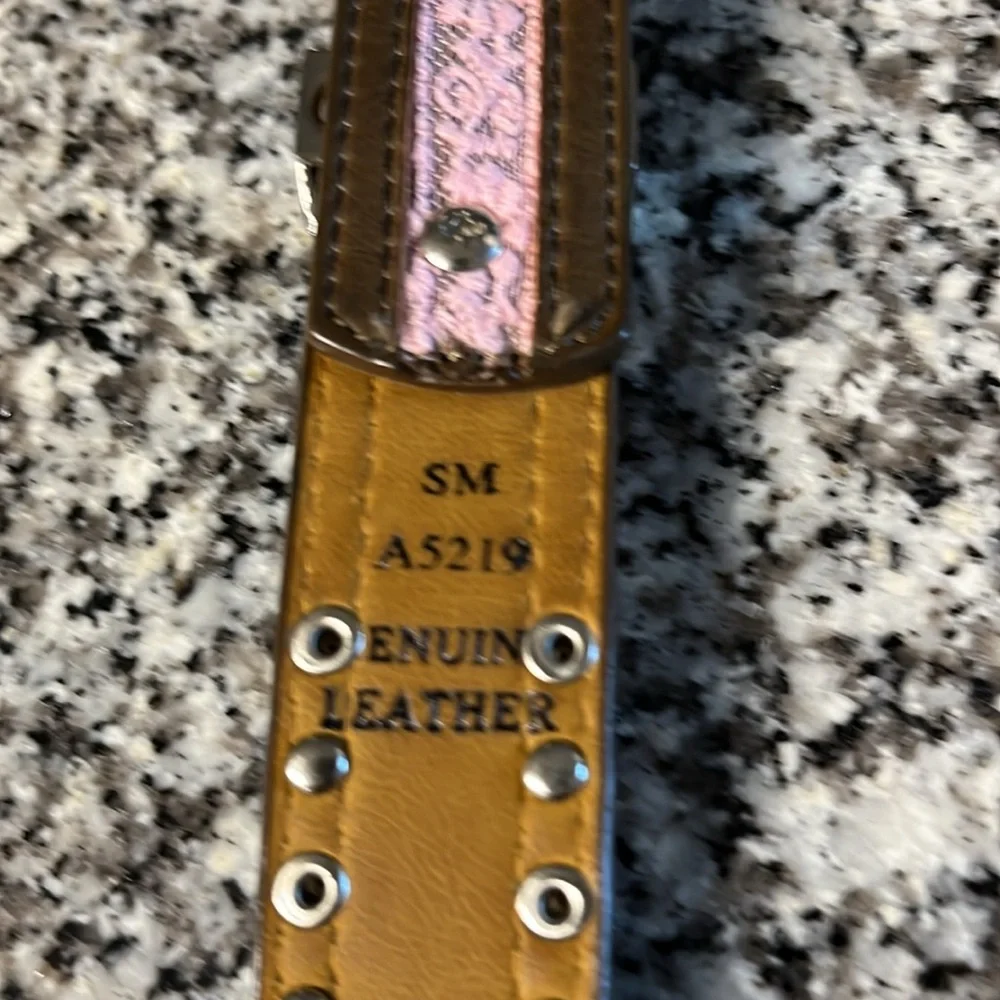 Child’s beaded and embellished  Pink and Brown Belt with Silver Accents
